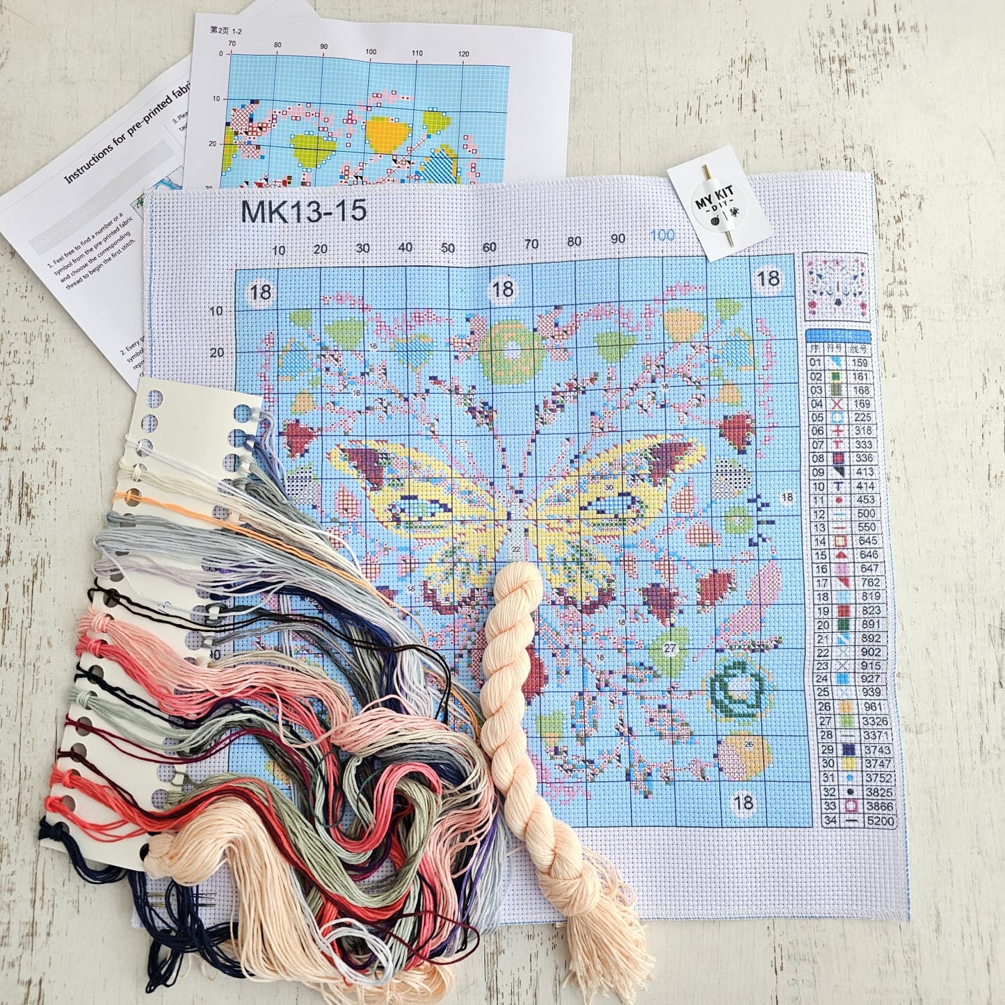 Kit punto cruz - Mariposa (40x40cm)-11ct