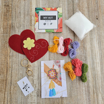 Kit llavero corazón bordado Ayacuchano