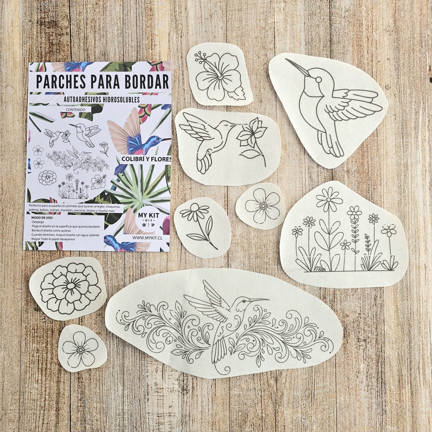 Kit parches COLIBRÍ Y FLORES
