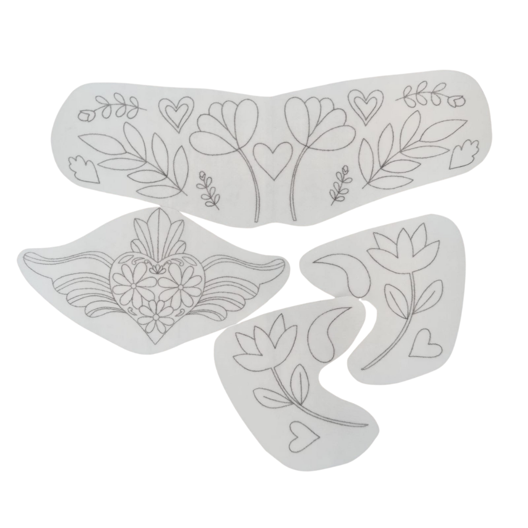 Kit parches CORAZON Y FLORES