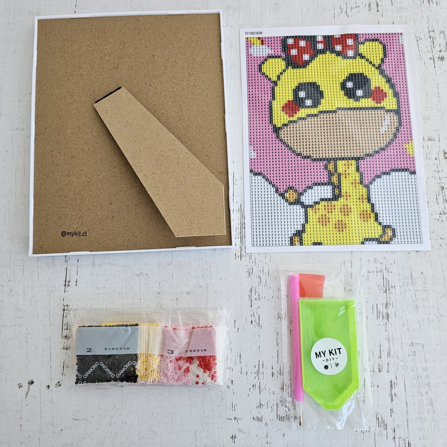 Kit pinta con diamantes cuadro 20x30 cm -Jirafa