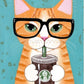 Kit pinta con diamantes 30 x 40 cm - Gatito tomando café