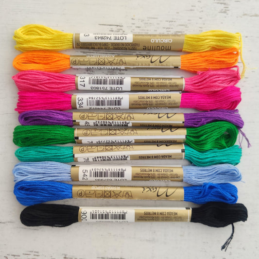 Kit 10 hilos mouline colores fuertes