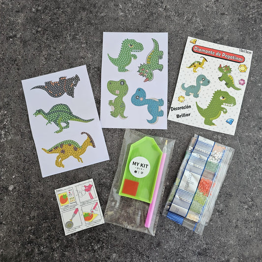 Kit stickers pinta con diamantes - Dinosaurios