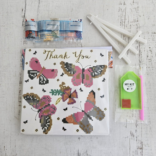 Kit pinta con diamantes 20x20 cm con atril - Mariposas