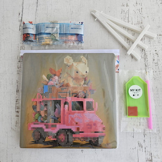 Kit pinta con diamantes 20x20 cm con atril - Juguetes