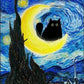 Kit pinta con diamantes 30 x 40 cm - Noche estrellada gatito