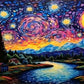 Kit pinta con diamantes 30 x 40 cm -Noche estrellada multicolor