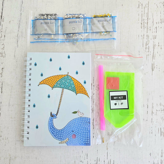 Kit pinta con diamantes libreta elefante