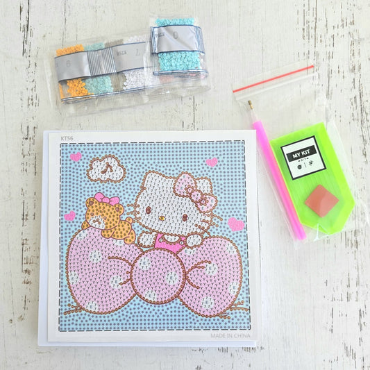 Kit pinta con diamantes cuadrito Hello Kitty