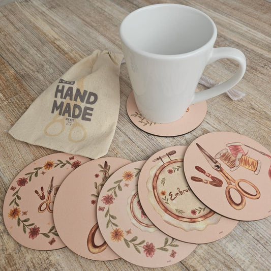 Kit posavasos bordado vintage "LOVE HANDMADE"