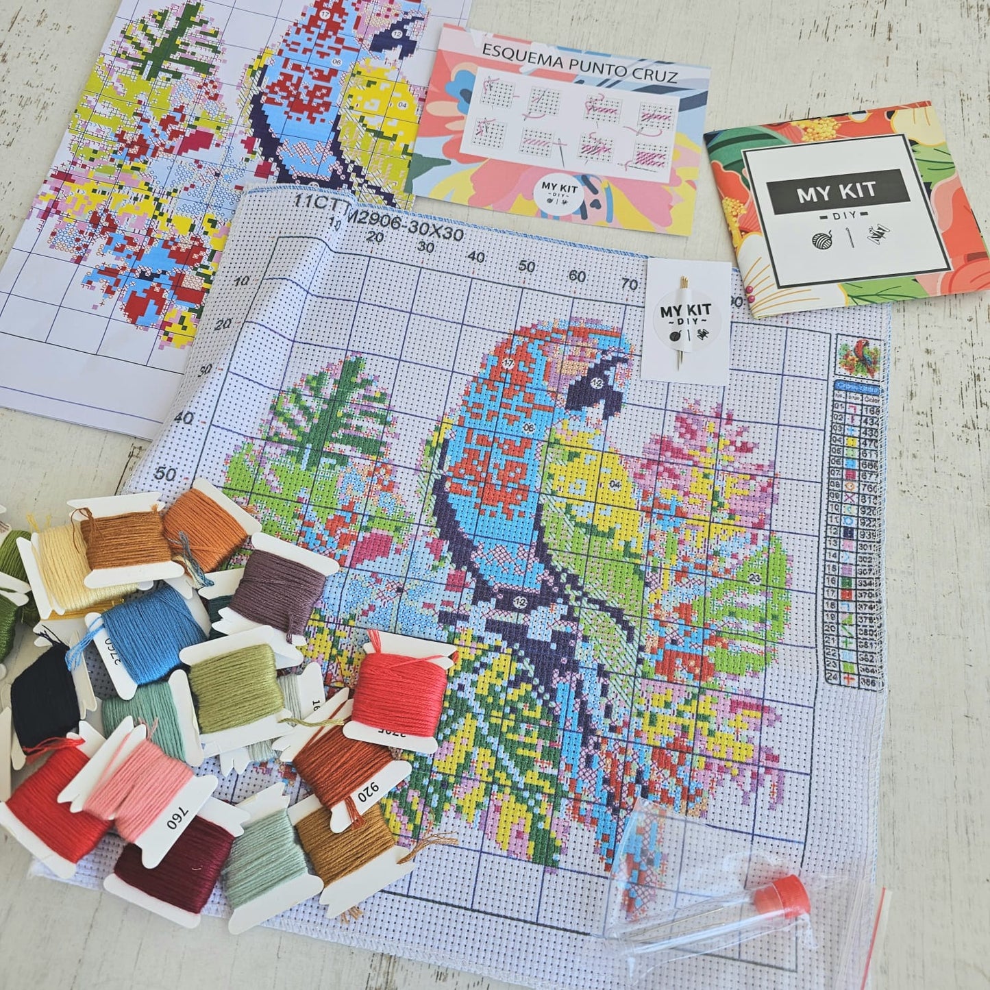 Kit punto cruz - Guacamayo