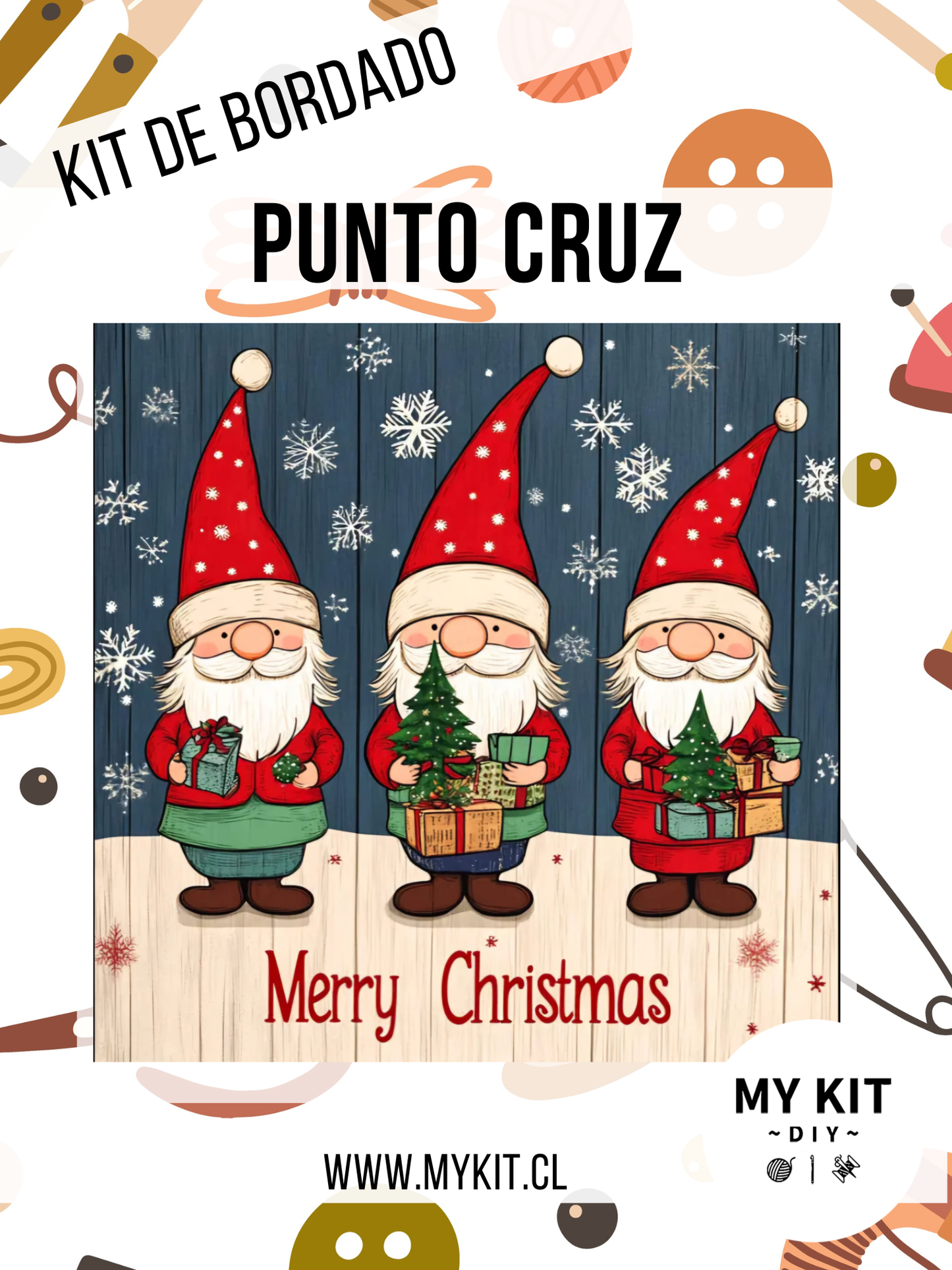 Kit punto cruz - Duendes navidad