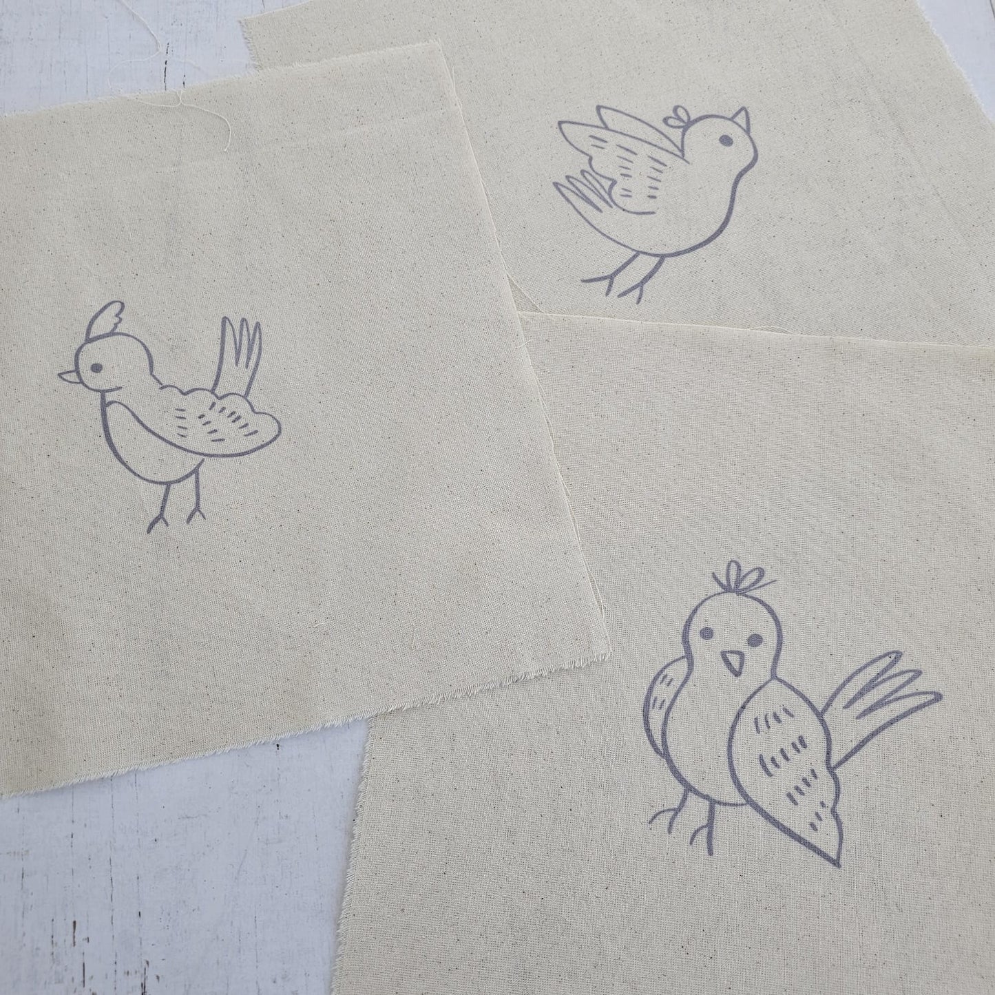 Kit 3 telas diseños PÁJAROS