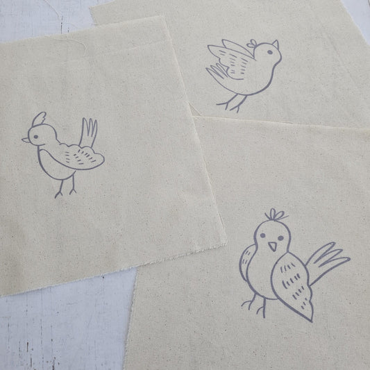 Kit 3 telas diseños PÁJAROS