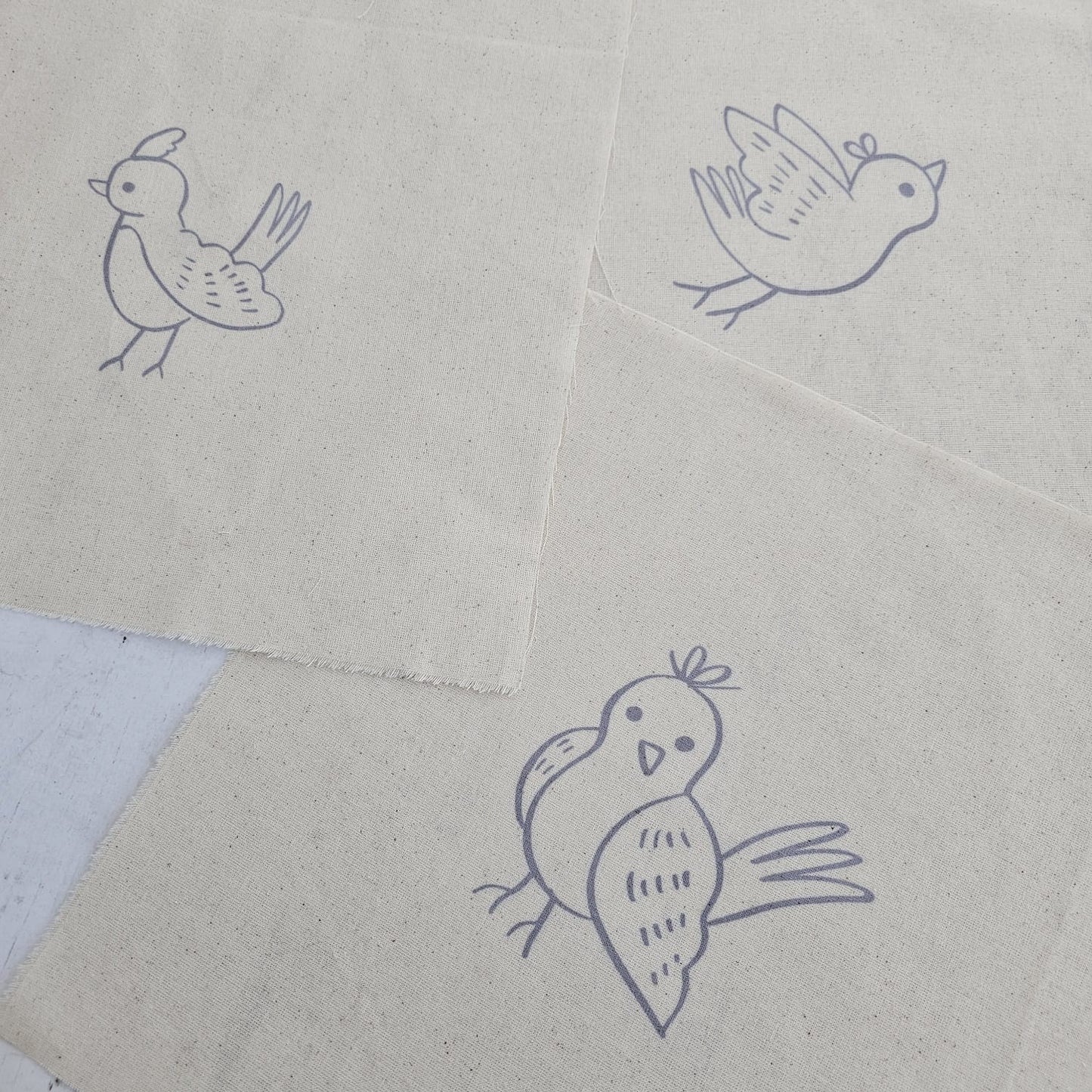 Kit 3 telas diseños PÁJAROS