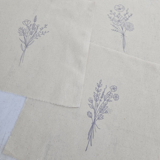 Kit 3 telas diseños RAMITOS DE FLORES