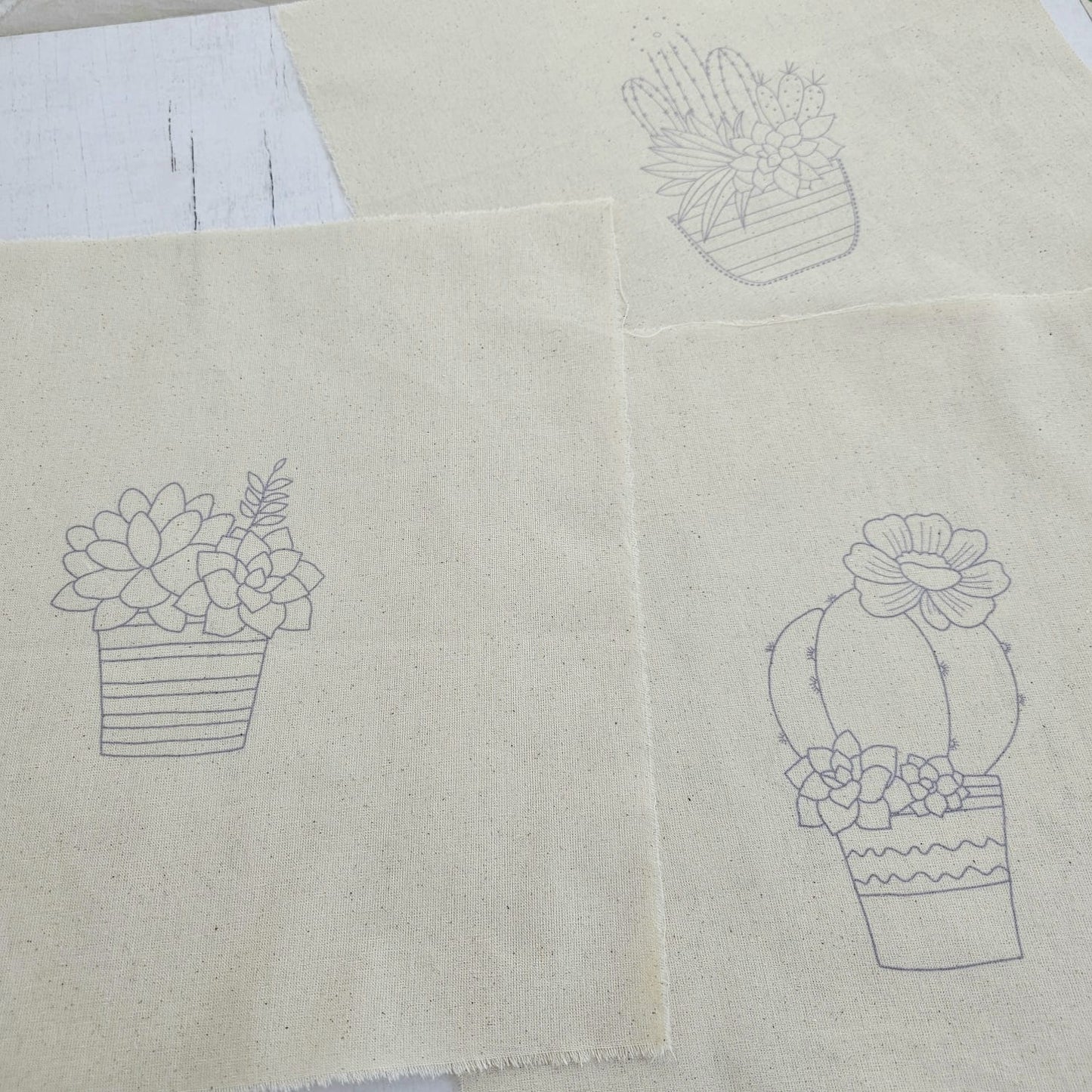 Kit 3 telas diseños SUCULENTAS
