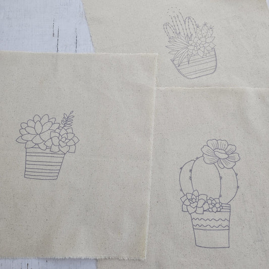 Kit 3 telas diseños SUCULENTAS