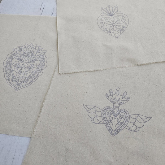 Kit 3 telas diseños CORAZONES