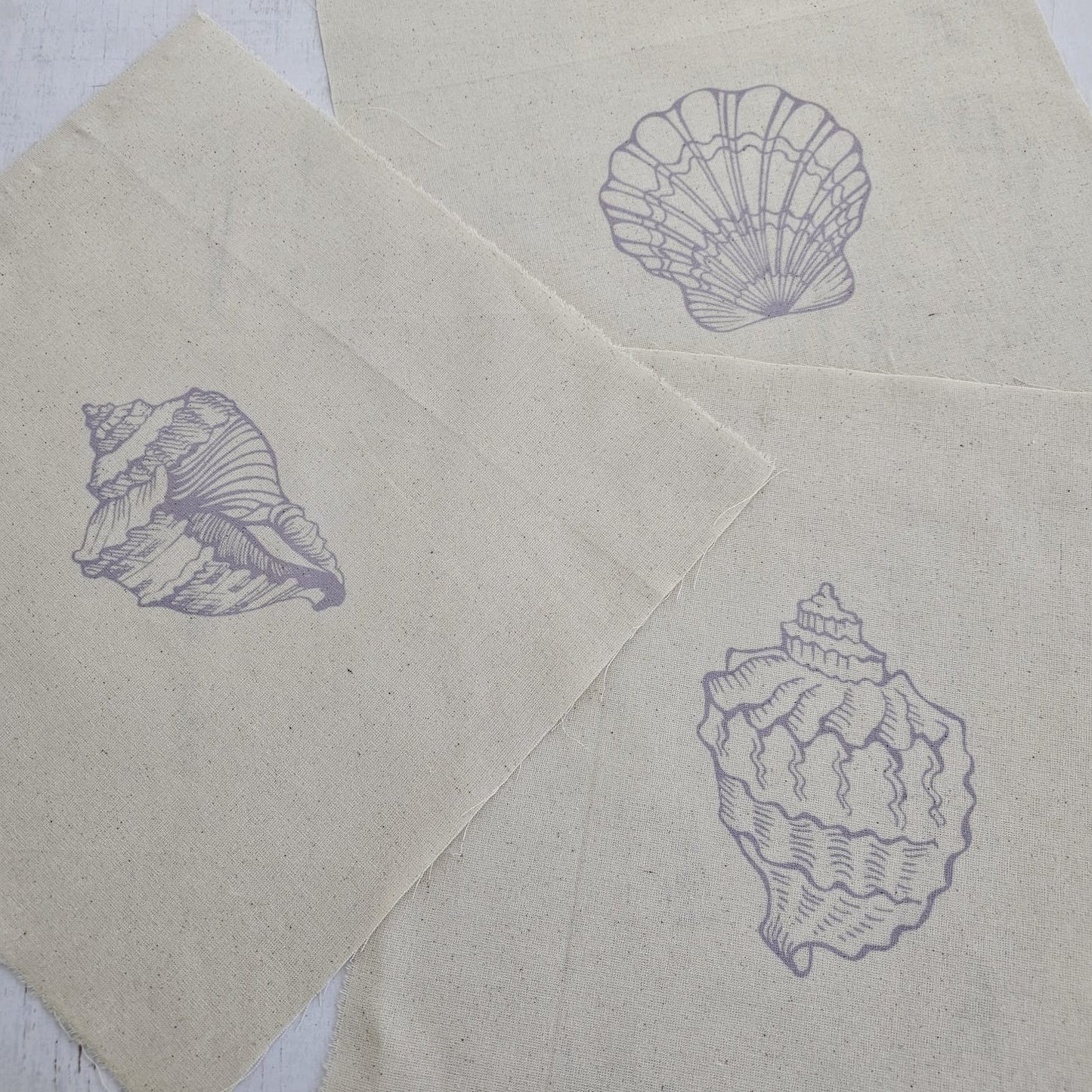 Kit 3 telas diseños CARACOLAS MARINAS