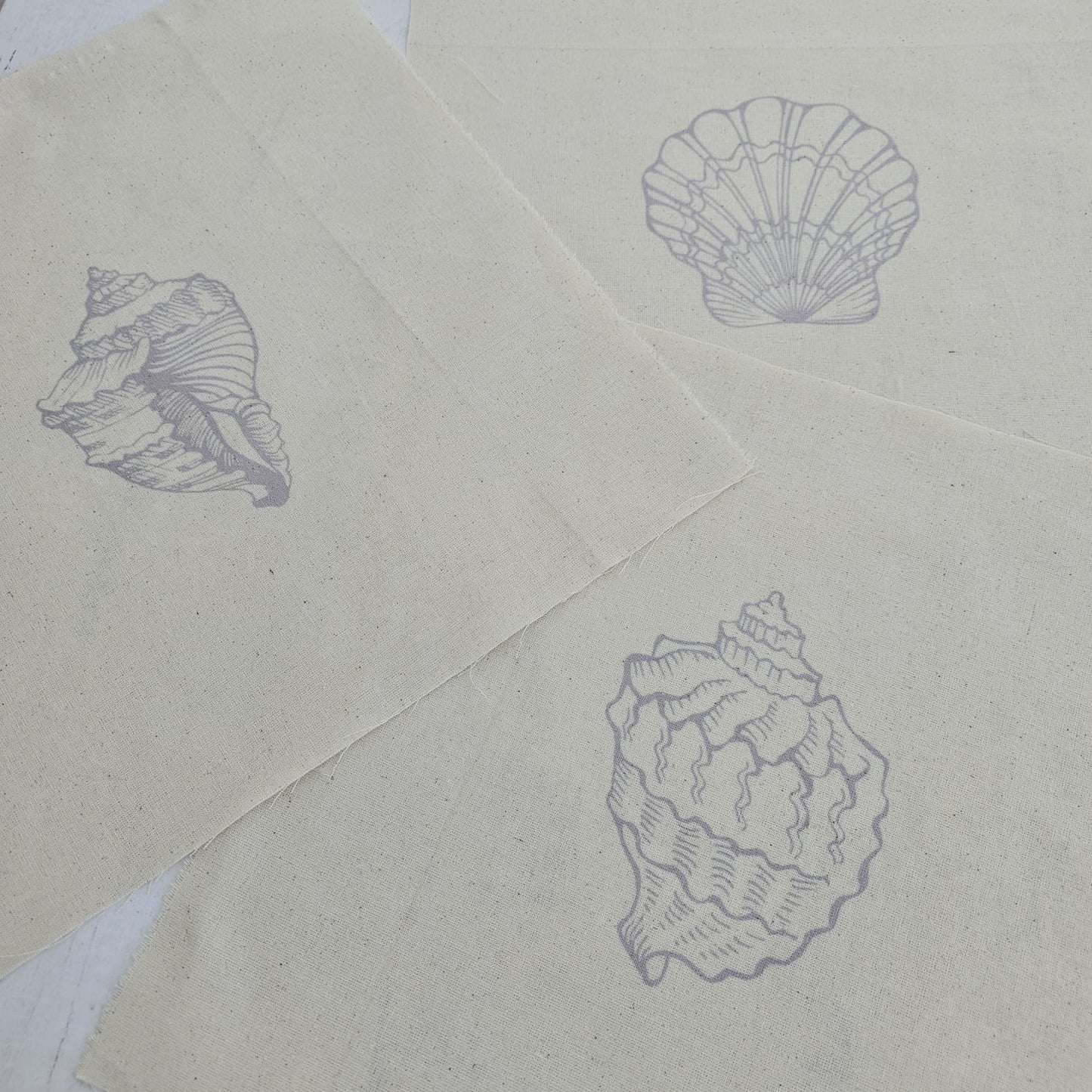 Kit 3 telas diseños CARACOLAS MARINAS