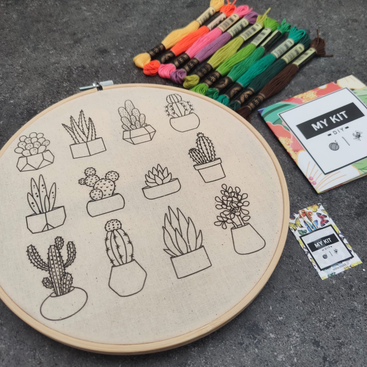 Kit de bordado en bastidor suculentas - Carmen