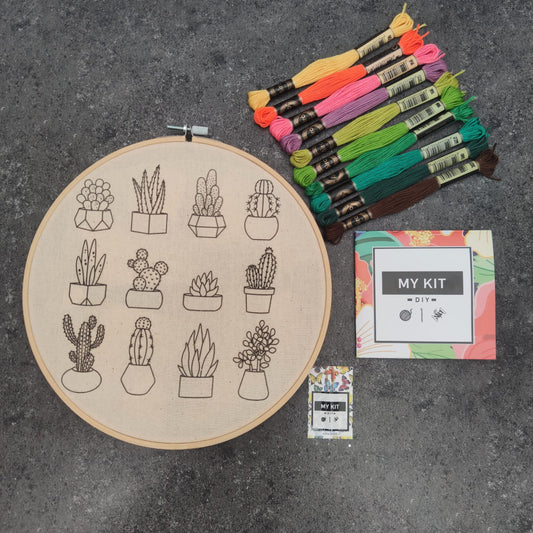 Kit de bordado en bastidor suculentas - Carmen