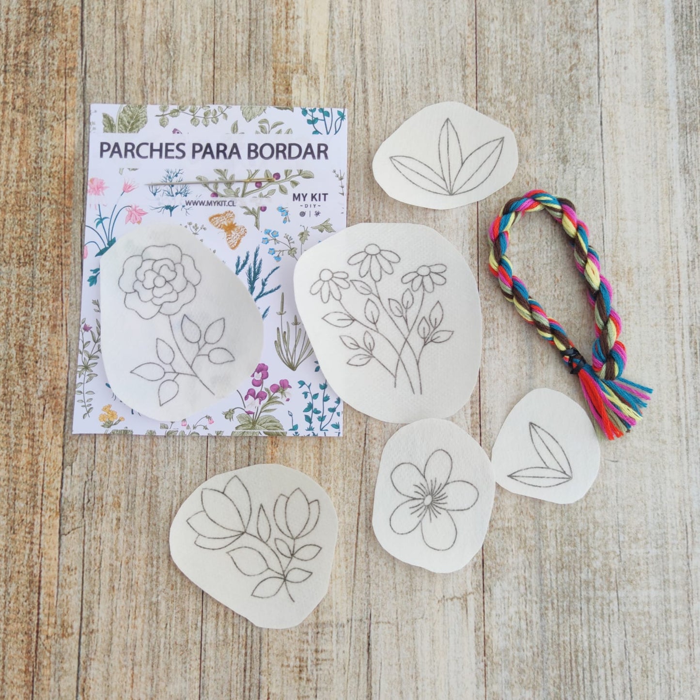 Kit parches con trencita de hilos - COLORES TIERRA