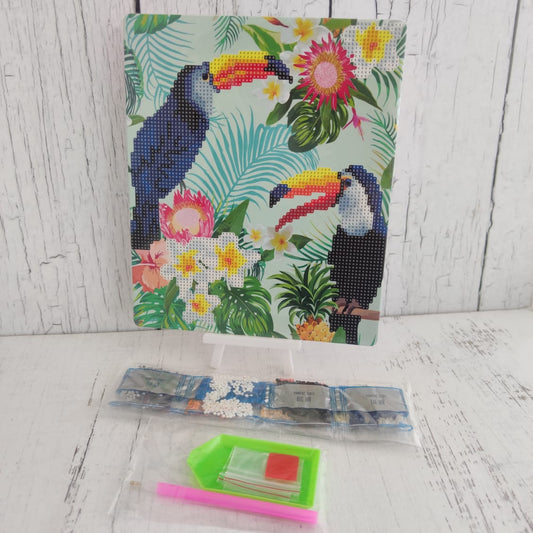 Kit pinta con diamantes 20x20 cm con atril - Tucanes