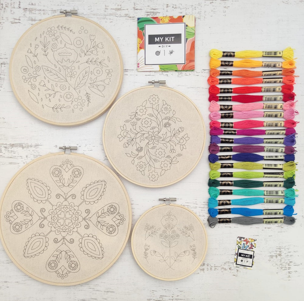 Kit 4 bastidores DISEÑOS FLORES con esquema de puntos Geraldine