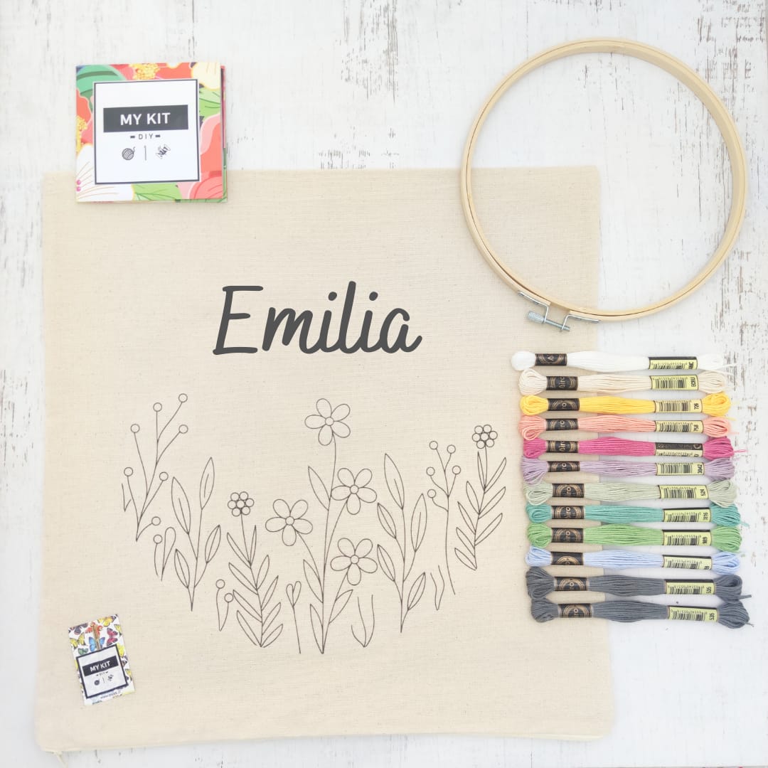 Kit funda de cojin personalizado flores - Emiliana