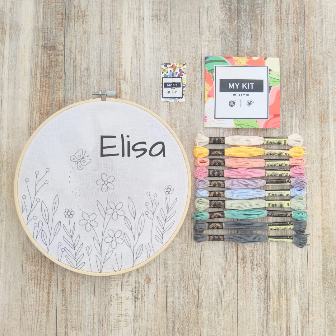 Kit bordado en bastidor personalizado flores - Paula