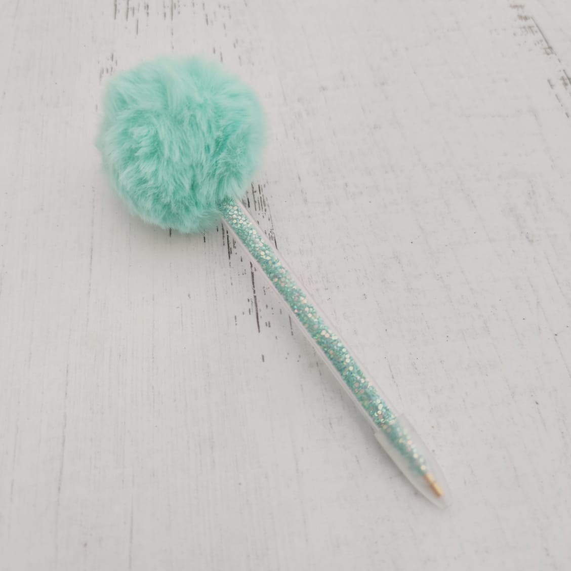 Lápiz para pegar diamantes pompom verde agua