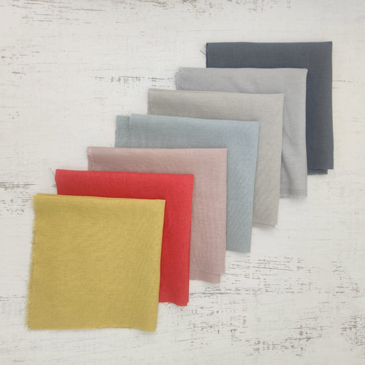 Kit de 7 telas de colores en lino algodón