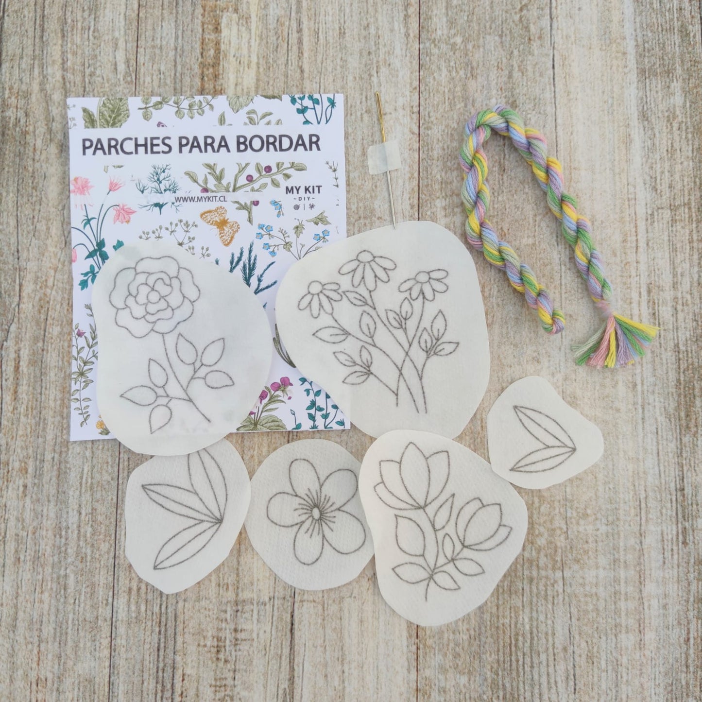 Kit parches con trencita de hilos COLORES PASTELES