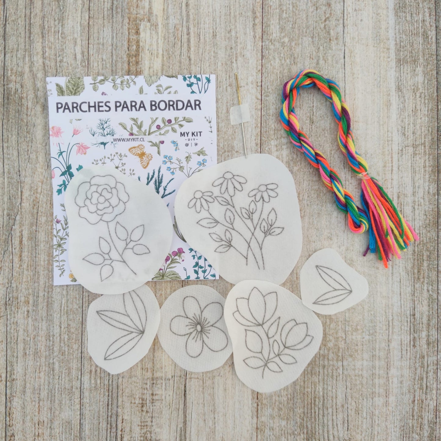 Kit parches con trencita de hilos COLORES FUERTES