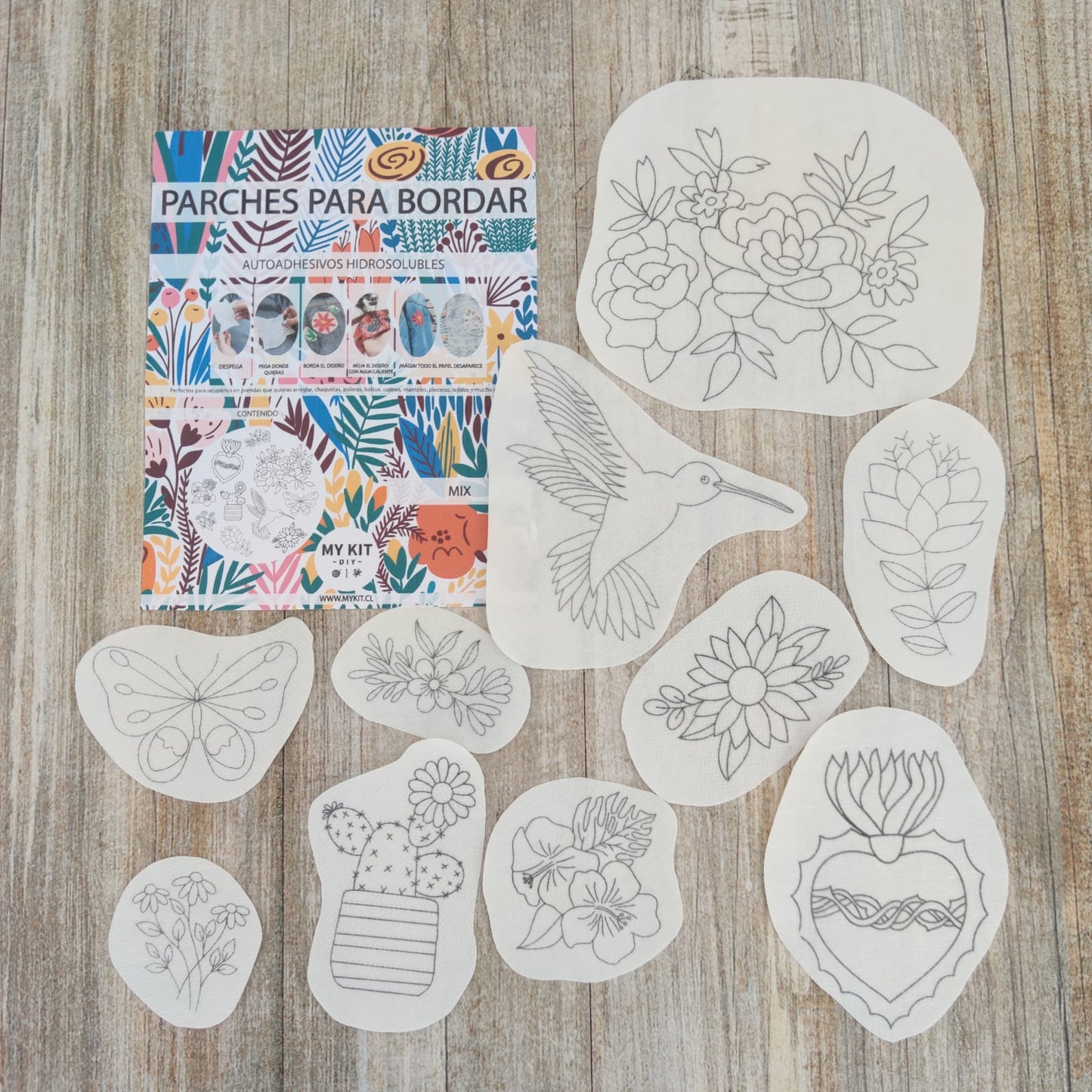 ESPECIAL DE LA SEMANA Kit parches hidrosolubles para bordar diseños mix